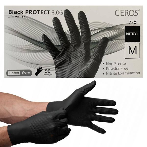 Перчатки Ceros Black Protect 8.0г M 23011 фото