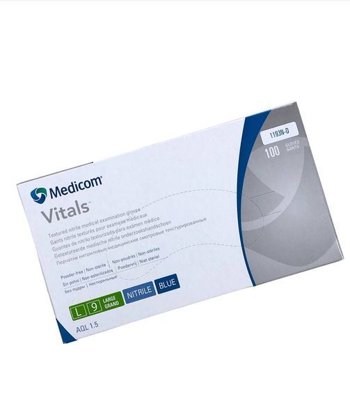 Перчатки Medicom SafeTouch Vitals Slim L 3.0g (блакитні) 13512 фото