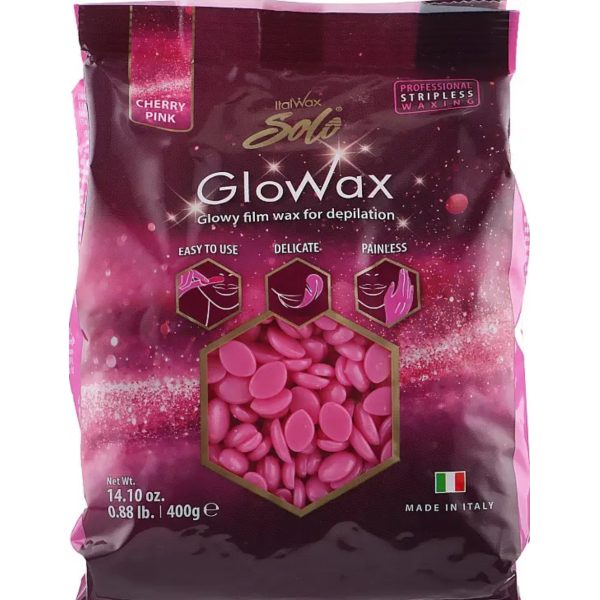 Гарячий плівковий віск у гранулах Italwax Glowax Cherry Pink - Рожева Вишня 400 г. (для обличчя) 9883 фото