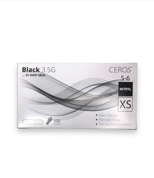 Нитриловые перчатки черного цвета Ceros Black 3.5 г размер XS 50 пар/уп 13583 фото