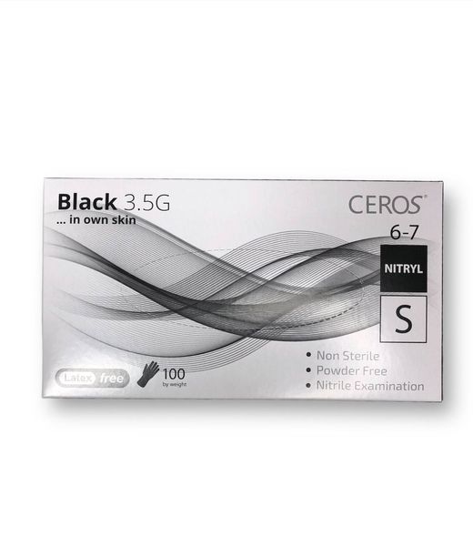 Нитриловые перчатки черного цвета Ceros Black 3.5 г размер  S 50 пар/уп 13584 фото