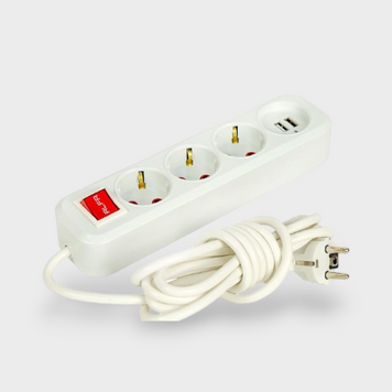 Удлинитель 3 розетки 3м+2USB  ALFUSB3M фото