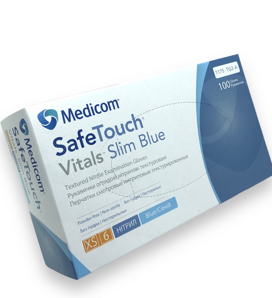 Перчатки Medicom SafeTouch Vitals Slim XS 3.0g(голубые) 1175-TG2_A фото