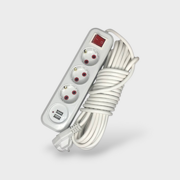 Удлинитель 3 розетки+2USB 10м 3137 21289 фото