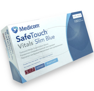 Перчатки Medicom SafeTouch Vitals Slim S 3.0g (голубые) 1175-TG2_B фото