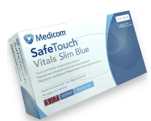 Перчатки Medicom SafeTouch Vitals Slim S 3.0g (блакитні) 1175-TG2_B фото