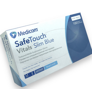 Рукавички Medicom SafeTouch Vitals Slim M 3.0g(блакитні) 13143 фото