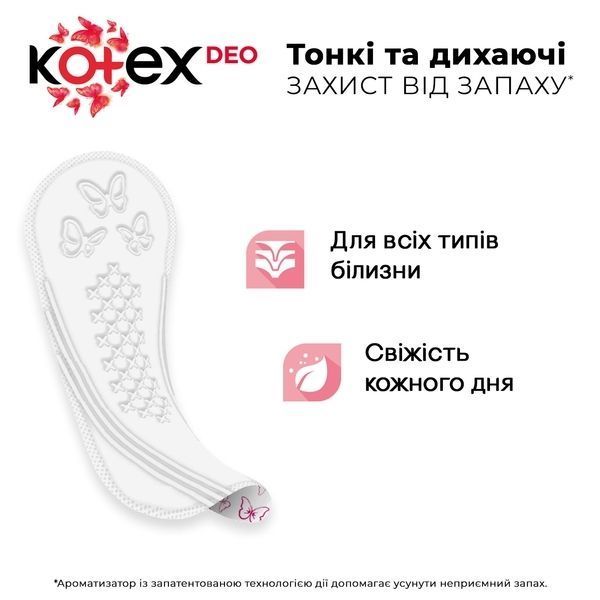 Прокладки щоденні Kotex Deo Normal Plus, 56 шт 19639 фото