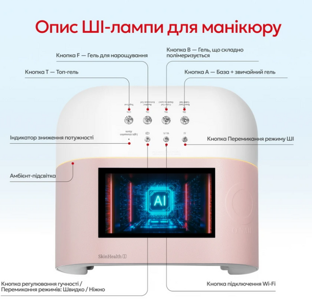 Лампа зі штучним інтелектом O NAIL Pink 22650 фото