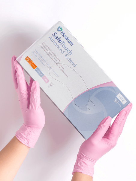 Рукавички нітрилові 50 пар/уп Medicom XS рожеві (3,8г) 1172-TG-A фото