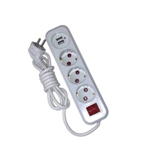 Подовжувач 3 розетки 2 м + 2USB 22061 фото