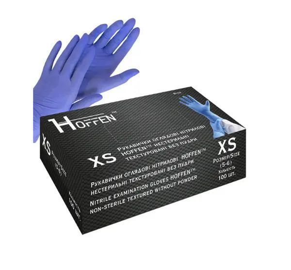 Рукавички нітрилові HOFFEN блакитні XS 3,5г 15990 фото