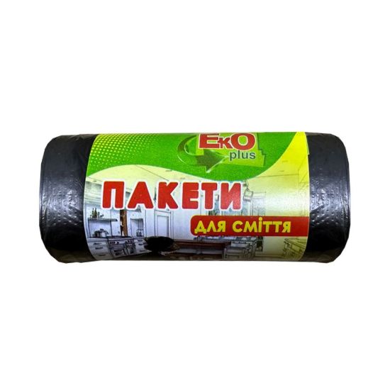  Зображення Сміттєві пакети EkOplus 35л(15шт) чорні 