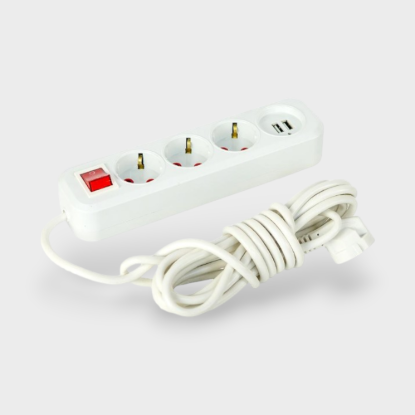  Зображення Удлинитель 3 розетки 5м+2USB 