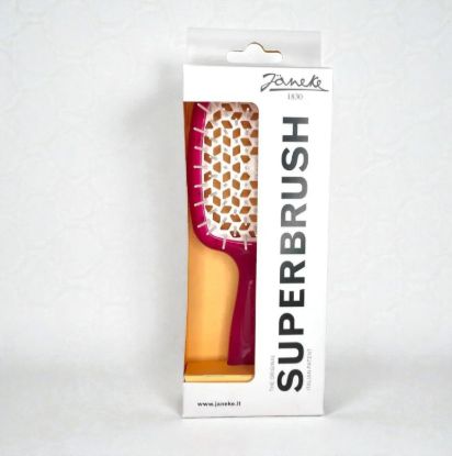  Зображення Janeke Superbrush the original гребінець продувна, щітка для волосся малинового кольору з білим 