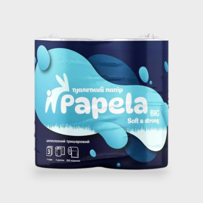  Зображення Папір туалетний Papela BIG 3 кулі 4рул-200 відривів 