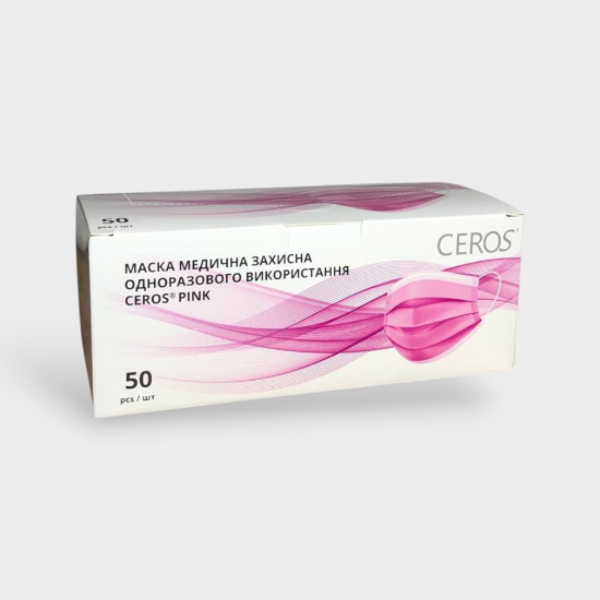  Зображення Маска медична Рожева CEROS (50шт) 
