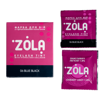  Зображення Zola краска для бровей с коллагеном в саше 5ml (06 Blue black) 