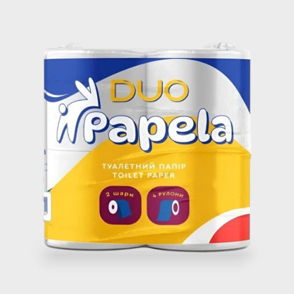  Зображення Папір туалетний Papela Duo 2 шари 4рул-120 відривів 