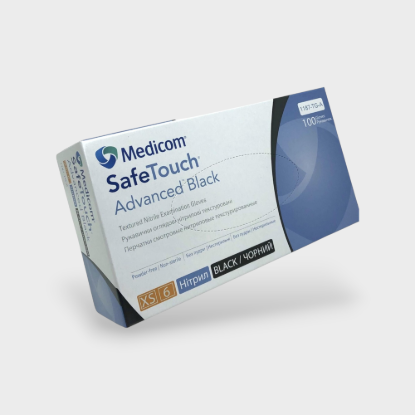  Зображення Нітрилові рукавички 50 пар/уп Medicom XS чорні 3.3 г 