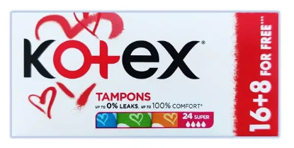  Зображення Тампони Kotex Super, 16+8 шт 