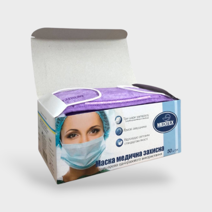 Зображення Маска медицинская Фиолетовая Meditex (50шт) 