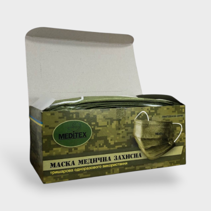  Зображення Маска медична Хакі Meditex (50шт) 