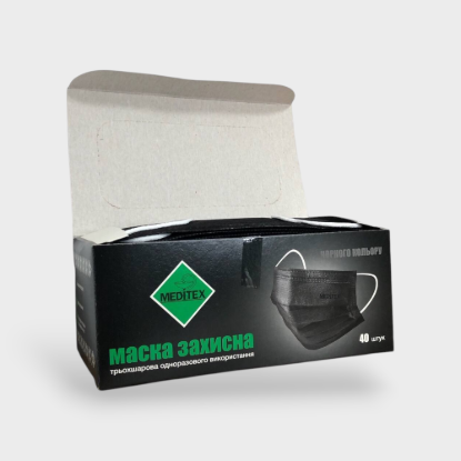  Зображення Маска медична Чорна Meditex (40шт) 