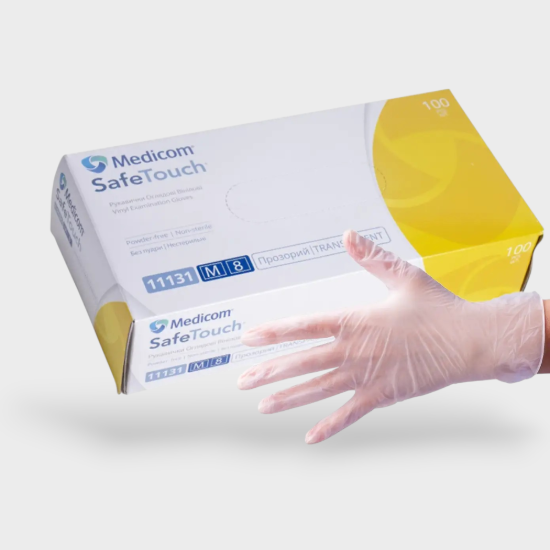  Зображення Рукавички вінілові MED прозорі S (4,4г) 
