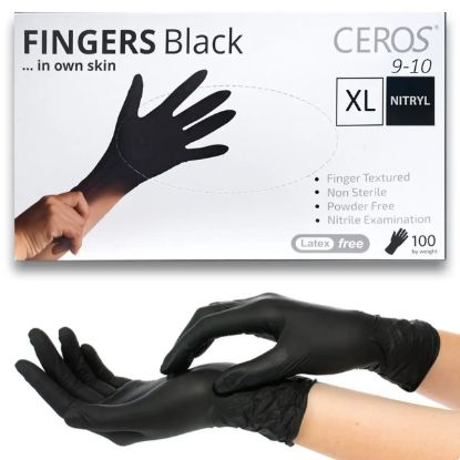  Зображення Рукавички нітрилові оглядові нестерильні неприпудрені CEROS® Black PROTECT 8.0G, розмір XL 