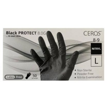  Зображення Рукавички нітрилові оглядові нестерильні неприпудрені CEROS® Black PROTECT 8.0G, розмір L 