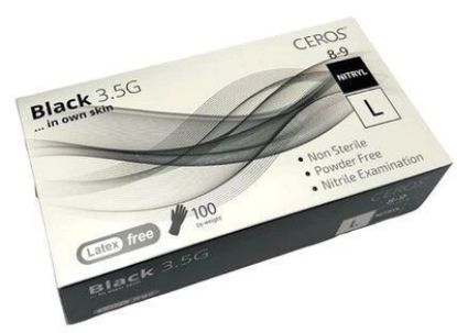  Зображення Рукавички нітрилові оглядові нестерильні неприпудрені CEROS® Black 3.5G, розмір L 