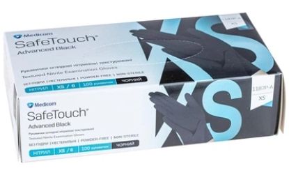  Зображення Рукавички огл. нітрил. текст. без пудр. нестерил. SafeTouch® Advanced Black (чорн., розм. XS) 